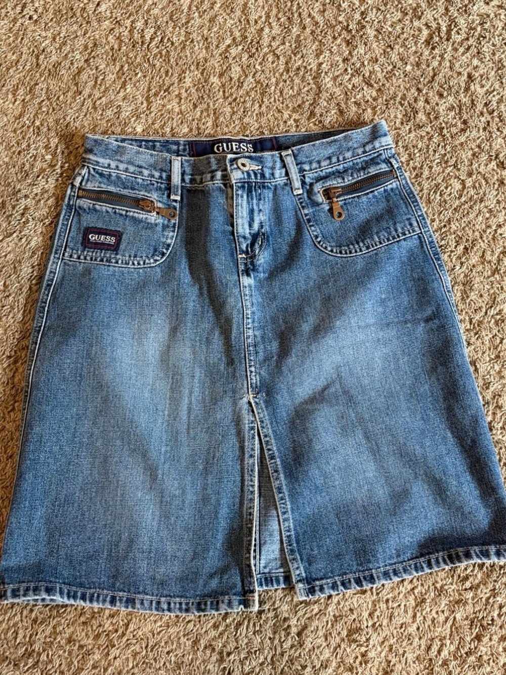 Y2K Women's Guess Denim Preppy Going Out Skirt Medium Wash Size 28